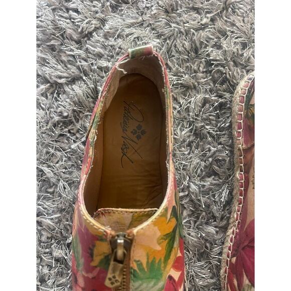 Patricia Nash 8 Floral Leather Espadrilles Eva Flats Zip Shoes Boho Resort Style - Picture 7 of 13